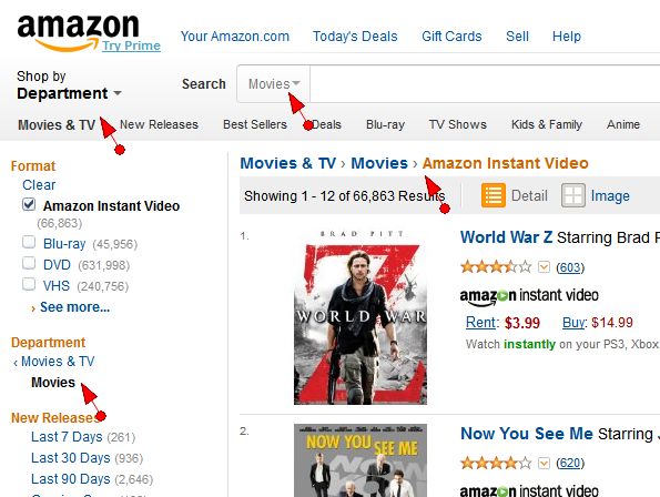 圖 15.Amazon 采取混合導(dǎo)航，樹狀導(dǎo)航，欄目?jī)?nèi)搜索，全局導(dǎo)航及面包屑